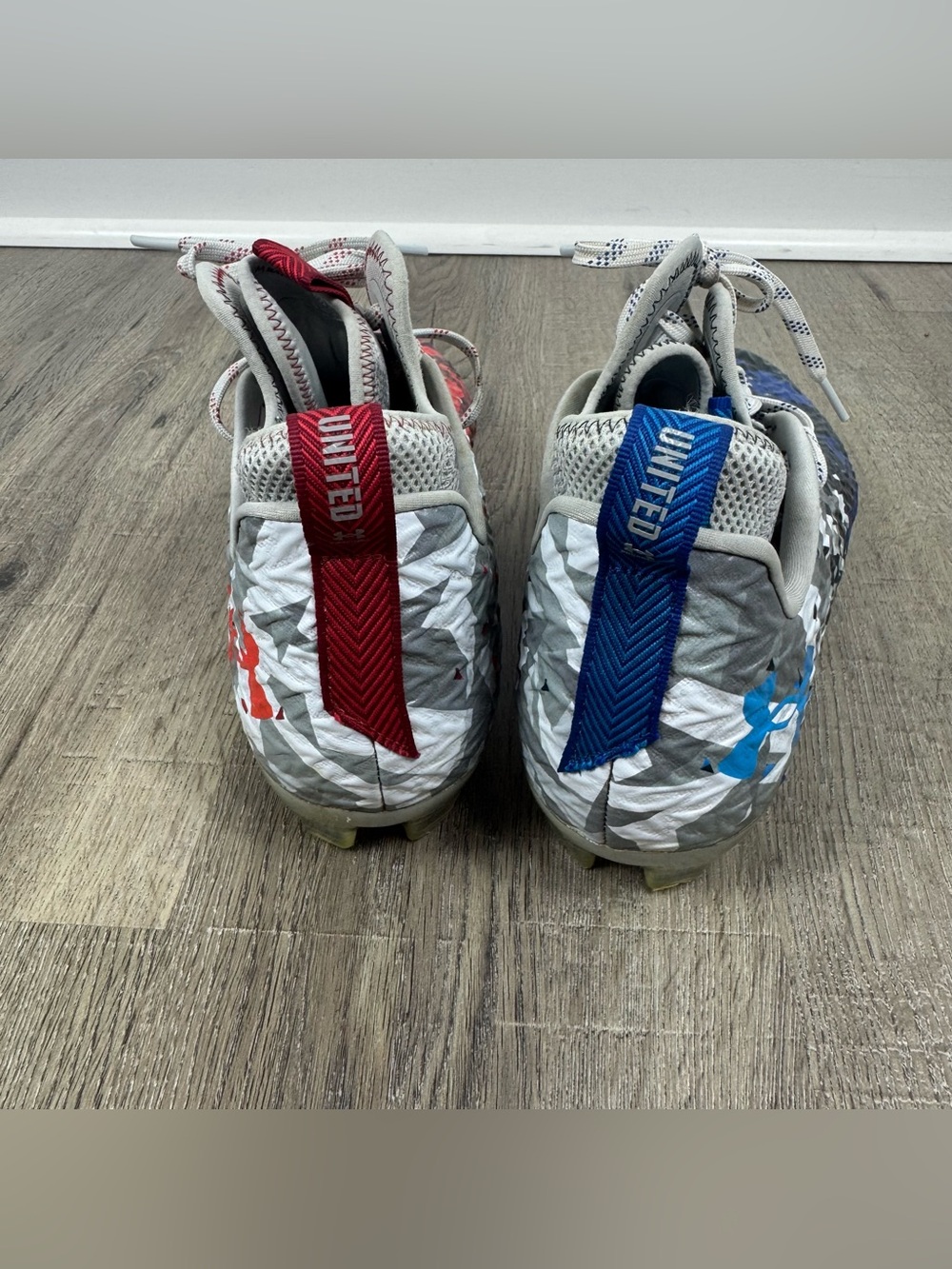 Under Armour Spotlight Clone MC LE USA Patriotic Camo Football Cleats Sz 14 - Picture 5 of 9